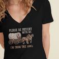 PLEASE BE PATIENT WITH ME I'M FROM THE 1900s Clever Women's Jersey Short Sleeve Deep V-Neck Tshirt