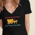 Please Be Patient I'm From The 1900s Millennial Humor Retro Women's Jersey Short Sleeve Deep V-Neck Tshirt