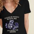 Please Be Patient I'm From The 1900s Retro Raccoon Saying Women's Jersey Short Sleeve Deep V-Neck Tshirt