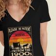 Please Be Patient I'm From The 1900s Sunset Vintage Wagon Women's Jersey Short Sleeve Deep V-Neck Tshirt