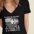 Please Be Patient With Me I'm From The 1900s USA Flag Skull Women's Jersey Short Sleeve Deep V-Neck Tshirt