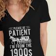 PLEASE BE PATIENT I'M FROM THE 1900s Vintage 1900s Retro Women's Jersey Short Sleeve Deep V-Neck Tshirt PLEASE BE PATIENT I'M FROM THE 1900s Vintage 1900s Retro Women's Jersey Short Sleeve Deep V-Neck Tshirt