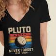 Pluto Never Forget Space Nostalgia Astronomy Humor Women's Jersey Short Sleeve Deep V-Neck Tshirt Pluto Never Forget Space Nostalgia Astronomy Humor Women's Jersey Short Sleeve Deep V-Neck Tshirt