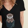 Pocket Otter Lover Introvert Cute Animal Fun Surprise Women's Jersey Short Sleeve Deep V-Neck Tshirt Pocket Otter Lover Introvert Cute Animal Fun Surprise Women's Jersey Short Sleeve Deep V-Neck Tshirt