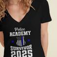 Police Academy Survivor 2025 Graduation Police School Women's Jersey Short Sleeve Deep V-Neck Tshirt