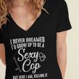 Police Officer Police Graduation Cop Birthday Women's Jersey Short Sleeve Deep V-Neck Tshirt