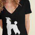 Poodle Graduation Dog Graduate Women's Jersey Short Sleeve Deep V-Neck Tshirt