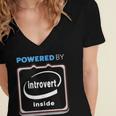 Powered By Introvert Inside Embrace Your Quiet Strength Women's Jersey Short Sleeve Deep V-Neck Tshirt