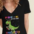 Pre k Graduation We Are Done Class 2023 Pre-k Dinosaur Boys Women's Jersey Short Sleeve Deep V-Neck Tshirt