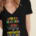 Pre-K Graduation Monster Truck Kindergarten Here We Come Women's Jersey Short Sleeve Deep V-Neck Tshirt