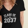Preschool Class Of 2037 Grow With Me Graduation 2037 Vintage Women's Jersey Short Sleeve Deep V-Neck Tshirt
