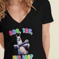 Preschool Graduate Shirt ABC 123 Mic Drop Llama Graduation Women's Jersey Short Sleeve Deep V-Neck Tshirt
