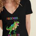 Preschool Graduation Class Of 2022 Graduate Dinosaur Kids Women's Jersey Short Sleeve Deep V-Neck Tshirt