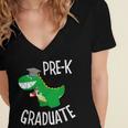 Preschool Graduation Preschooler Dinosaur Pre-K Dino Kids Women's Jersey Short Sleeve Deep V-Neck Tshirt