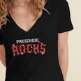 Preschool Rocks Back To School Graduation Teacher Student Women's Jersey Short Sleeve Deep V-Neck Tshirt