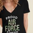 Proud Air Force Cousin Deployment Homecoming Graduation Women's Jersey Short Sleeve Deep V-Neck Tshirt