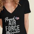 Proud Air Force Godmother US Air Force Graduation Godmother Women's Jersey Short Sleeve Deep V-Neck Tshirt