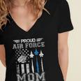 Proud Air Force Mom US Air Force Graduation Mom Women's Jersey Short Sleeve Deep V-Neck Tshirt
