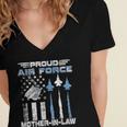 Proud Air Force Mother-In-Law US Air Force Graduation Women's Jersey Short Sleeve Deep V-Neck Tshirt