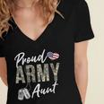 Proud Army Aunt Army Graduation Aunt US Army Aunt Women's Jersey Short Sleeve Deep V-Neck Tshirt