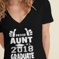 Proud Aunt Of A 2018 Graduate Senior Graduation School Shirt Women's Jersey Short Sleeve Deep V-Neck Tshirt
