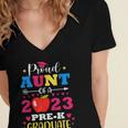 Proud Aunt Of 2023 Pre-K Graduate Senior Graduation Matching Women's Jersey Short Sleeve Deep V-Neck Tshirt