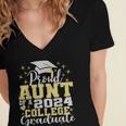 Proud Aunt Of 2024 College Graduate Family 24 Graduation Women's Jersey Short Sleeve Deep V-Neck Tshirt