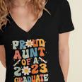 Proud Aunt Of A Class Of 2023 Graduated Graduation Women Women's Jersey Short Sleeve Deep V-Neck Tshirt
