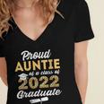 Proud Auntie Of 2022 Graduate Class 2022 Graduation Leopard Women's Jersey Short Sleeve Deep V-Neck Tshirt