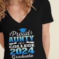 Proud Aunty Of 2024 College Graduate Family 24 Graduation Women's Jersey Short Sleeve Deep V-Neck Tshirt