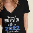 Proud Big Sister Of Pre K School Graduate 2022 Graduation Women's Jersey Short Sleeve Deep V-Neck Tshirt