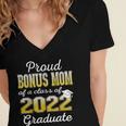Proud Bonus Mom Of 2022 Graduate Class 2022 Graduation 22 Women's Jersey Short Sleeve Deep V-Neck Tshirt