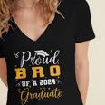 Proud Bro Of A Class Of 2024 Graduate Senior Graduation Women's Jersey Short Sleeve Deep V-Neck Tshirt