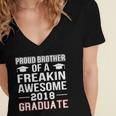 Proud Brother Of A 2018 Graduate Senior GraduationShirt Women's Jersey Short Sleeve Deep V-Neck Tshirt