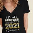 Proud Brother Class Of 2021 Graduate Senior 21 Graduation Women's Jersey Short Sleeve Deep V-Neck Tshirt