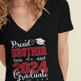 Proud Brother Of a Class Of 2024 Graduate For Graduation Women's Jersey Short Sleeve Deep V-Neck Tshirt