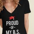 Proud Of My BS Graduation Bachelor's Degree T-Shirt Women's Jersey Short Sleeve Deep V-Neck Tshirt