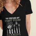 Proud Coast Guard Grandpa US Coast Guard Graduation Grandpa Women's Jersey Short Sleeve Deep V-Neck Tshirt