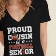 Proud Cousin Of a Football Senior 2026 Graduation Gifts Women's Jersey Short Sleeve Deep V-Neck Tshirt