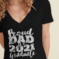 Proud Dad Of a 2021 Graduate Father Senior 21 Graduation Women's Jersey Short Sleeve Deep V-Neck Tshirt