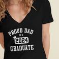 Proud Dad Of A 2024 Graduate Grad Class Of 2024 Graduation Women's Jersey Short Sleeve Deep V-Neck Tshirt