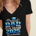 Proud Dad Of 5th Grade Graduate 2025 Elementary Graduation Women's Jersey Short Sleeve Deep V-Neck Tshirt