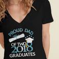 Proud Dad Of Two 2018 Graduates Twin Dads Graduation Women's Jersey Short Sleeve Deep V-Neck Tshirt