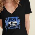 Proud Dad Of Two 2019 Graduates Twin Papa Graduation Women's Jersey Short Sleeve Deep V-Neck Tshirt