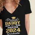 Proud Daddy Of 2024 Class Master Graduate Family Graduation Women's Jersey Short Sleeve Deep V-Neck Tshirt