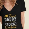 Proud Daddy Of a Class Of 2026 Graduate For Graduation Women's Jersey Short Sleeve Deep V-Neck Tshirt