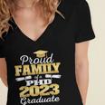 Proud Family Class Of 2023 PHD Graduate Doctorate Graduation Women's Jersey Short Sleeve Deep V-Neck Tshirt