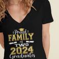 Proud Family Of Two 2024 Graduate Class 2024 Graduation Women's Jersey Short Sleeve Deep V-Neck Tshirt
