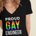 Proud Gay Engineer LGBTQ Rainbow Engineering Graduation Women's Jersey Short Sleeve Deep V-Neck Tshirt