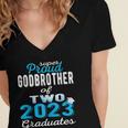Proud Godbrother Of Two 2023 Graduate Class 2023 Graduation Women's Jersey Short Sleeve Deep V-Neck Tshirt
